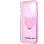 Karl Lagerfeld Choupette Head Glitter husă pentru iPhone 12 Pro Max - roz