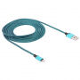 Cablu Woven, de încărcare şi sincronizare USB-A / Lightning, pentru iPhone / iPad / iPod / AirPods - 2 m - albastru