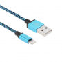 Cablu Woven, de încărcare şi sincronizare USB-A / Lightning, pentru iPhone / iPad / iPod / AirPods - 2 m - albastru