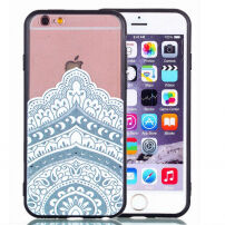 Carcasă de protecţie, din plastic, cu ramă neagră, pentru Apple iPhone 6S Plus / 6 Plus - broderie alb-albastru