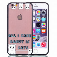 Carcasă de protecţie, din plastic, cu ramă neagră, pentru Apple iPhone 6S Plus / 6 Plus - all I care about is cats