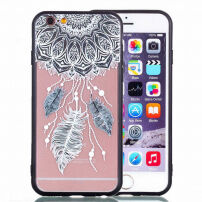 Carcasă de protecţie, din plastic, cu ramă neagră, pentru Apple iPhone 6S Plus / 6 Plus - dreamcatcher cu puf