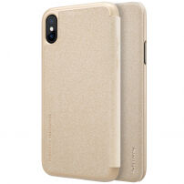 Husă flip NILLKIN, de protecţie, pentru Apple iPhone XS / iPhone X - auriu