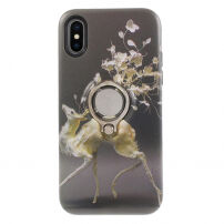 Carcasă de protecţie, din plastic moale, cu suport circular, pentru Apple iPhone XS / iPhone X - cerb