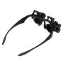 Ochelari cu lupă rabatabilă (zoom 10x - 25x) şi lampă LED - negru