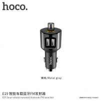 Încărcător auto HOCO, cu emiţător pentru conectarea telefonului la auto-radio, pentru Apple iPhone - gri închis