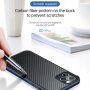 Husă cu textură din fibră de carbon și cadru de protecție pentru iPhone 11 Pro Max - verde închis