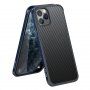 Husă cu textură din fibră de carbon și cadru de protecție pentru iPhone 11 Pro Max - albastru închis