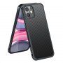 Husă cu textură din fibră de carbon și cadru de protecție pentru iPhone 11 - negru
