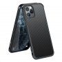 Husă cu textură din fibră de carbon și cadru de protecție pentru iPhone 11 Pro - negru