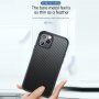 Husă cu textură din fibră de carbon și cadru de protecție pentru iPhone 11 Pro Max - negru