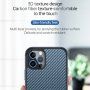 Husă cu textură din fibră de carbon și cadru de protecție pentru iPhone 12 mini - negru