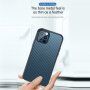 Husă cu textură din fibră de carbon și cadru de protecție pentru iPhone 12 / 12 Pro - negru