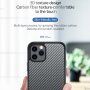 Husă cu textură din fibră de carbon și cadru de protecție pentru iPhone 11 - argintiu
