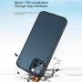 Husă cu textură din fibră de carbon și cadru de protecție pentru iPhone 12 mini - argintiu