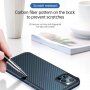 Husă cu textură din fibră de carbon și cadru de protecție pentru iPhone 12 mini - argintiu