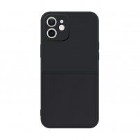 Husă de protecție cu buzunar de card pentru iPhone 12 - negru