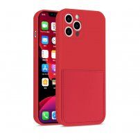 Husă de protecție cu buzunar de card pentru iPhone 12 Pro Max - roșu