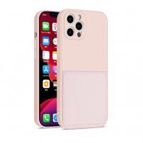 Husă de protecție cu buzunar de card pentru iPhone 12 Pro Max - roz