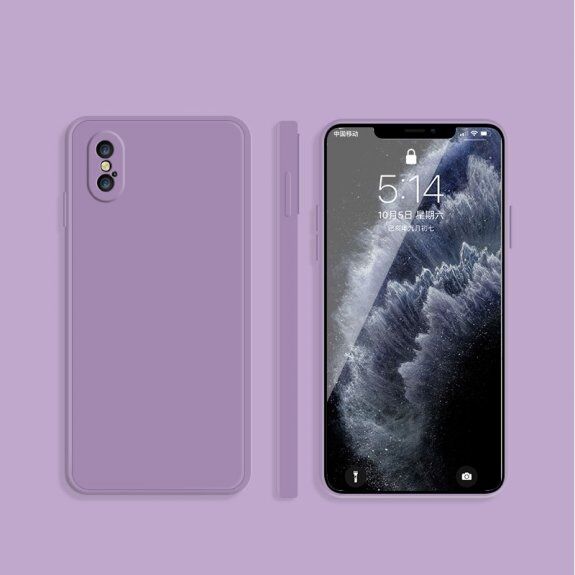 Husă de protecție din silicon cu margini drepte pentru iPhone X / XS - violet
