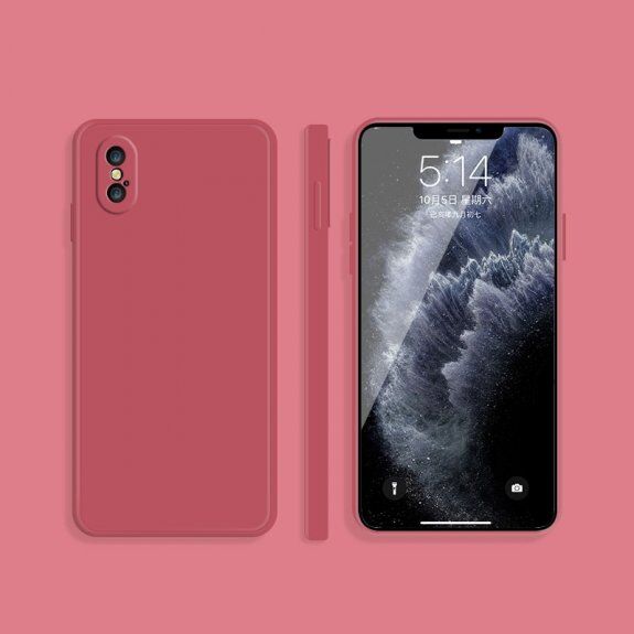 Husă de protecție din silicon cu margini drepte pentru iPhone X / XS - roșu