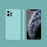 Husă de protecție din silicon cu margini drepte pentru iPhone 12 Pro - albastru deschis
