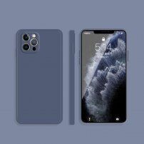 Husă de protecție din silicon cu margini drepte pentru iPhone 12 Pro - gri-albastru