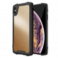 Husă de protecție rezistentă din oțel inoxidabil periat pentru iPhone XS Max - auriu