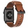 Curea din pile Nomad Horween Modern, pentru Apple Watch Ultra 49mm / 46mm / 45mm / 44mm / 42mm - maro cu încuietoare roşie