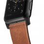 Curea din pile Nomad Horween Modern, pentru Apple Watch Ultra 49mm / 46mm / 45mm / 44mm / 42mm - maro cu încuietoare roşie