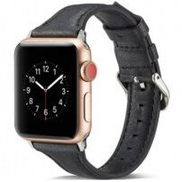 Curea elegantă, din piele, pentru Apple Watch Ultra 49mm / 46mm / 45mm / 44mm / 42mm - negru