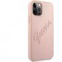 Guess Saffiano Vintage Script husă pentru iPhone 12 Pro Max - roz-auriu