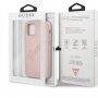 Guess Saffiano Vintage Script husă pentru iPhone 12 Pro Max - roz-auriu