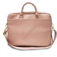 Guess Saffiano Vintage Script geantă pentru MacBook pana la 16" - roz-auriu