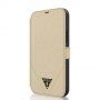 Guess Saffiano V Stitch Book Husă flip pentru iPhone 12 / 12 Pro - auriu