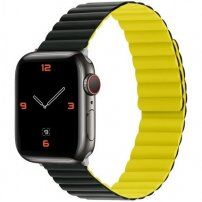 Curea magnetică din silicon pentru Apple Watch Ultra 49mm / 46mm / 45mm / 44mm / 42mm - negru-galben