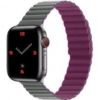 Curea magnetică din silicon pentru Apple Watch Ultra 49mm / 46mm / 45mm / 44mm / 42mm - gri-vișiniu