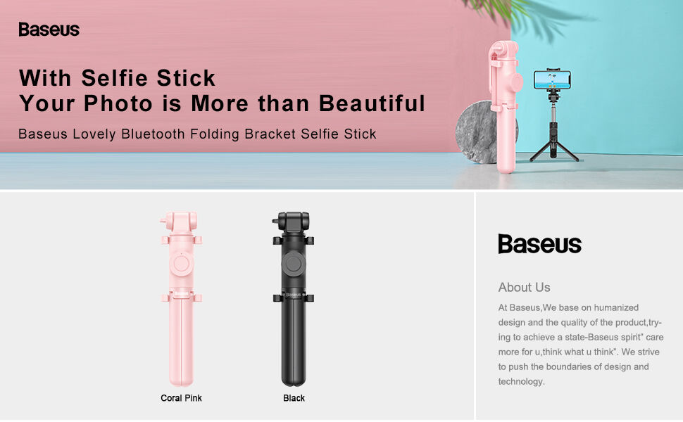 Baseus Lovely bluetooth selfie stick cu trepied pentru iPhone - negru