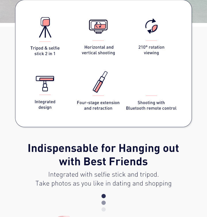 Baseus Lovely bluetooth selfie stick cu trepied pentru iPhone - negru