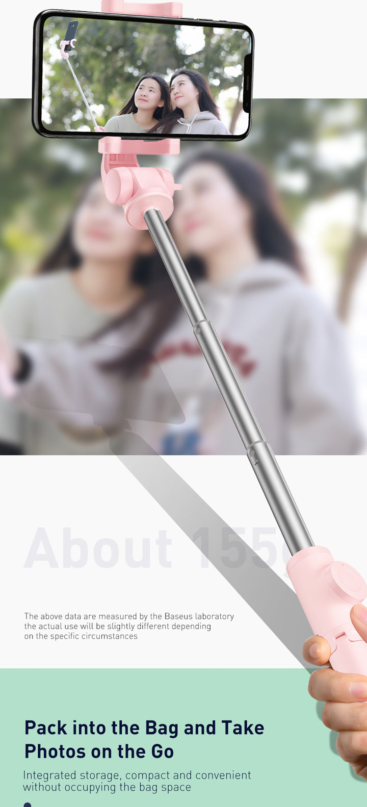 Baseus Lovely bluetooth selfie stick cu trepied pentru iPhone - negru