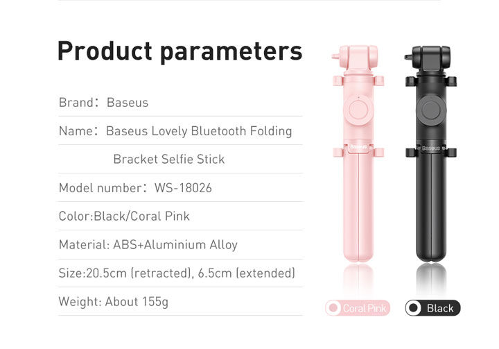 Baseus Lovely bluetooth selfie stick cu trepied pentru iPhone - negru