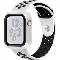 Carcasă de protecție cu curea din silicon pentru Apple Watch 40mm - alb-negru