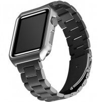 Carcasă metalică cu lănţişor, pentru Apple Watch 42mm / 41mm / 40mm / 38mm - negru