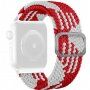 Curea cu model de împletitură pentru Apple Watch 42mm / 41mm / 40mm / 38mm - alb-roșu