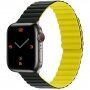 Curea magnetică din silicon pentru Apple Watch 42mm / 41mm / 40mm / 38mm - negru-galben