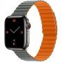 Curea magnetică din silicon pentru Apple Watch 42mm / 41mm / 40mm / 38mm - gri-portocaliu