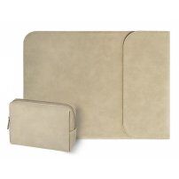 Husă elegantă CARTINOE cu buzunar pentru obiecte mici pentru MacBook Pro 15" - maro deschis
