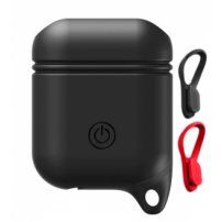 Husă de protecţie impermeabilă şi rezistentă la praf, din silicon, pentru AirPods 1 / 2 - negru