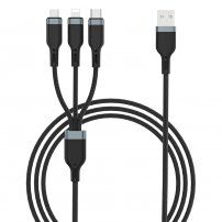 Wiwu 3în1 cablu împletit de date și încărcare USB-A / USB-C / Lightning / micro USB pentru iPhone / iPad / iPod / AirPods - 1,2 m - negru