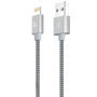 Cablu lightning HOCO, de sincronizare şi de încărcare, certificat MFi, pentru Apple iPhone / iPad / iPod - gri, cu împletitură – 1,2 m